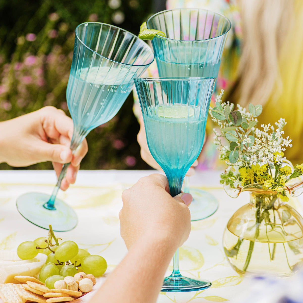 Natalia Teal Water Glass
