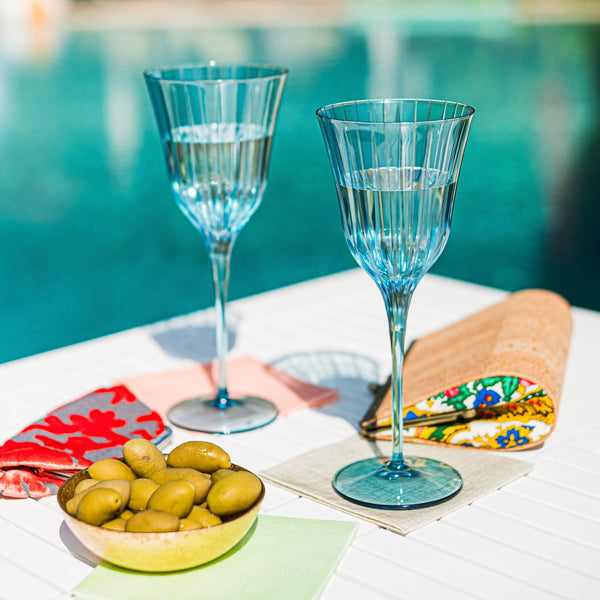 Natalia Teal Wine Glass