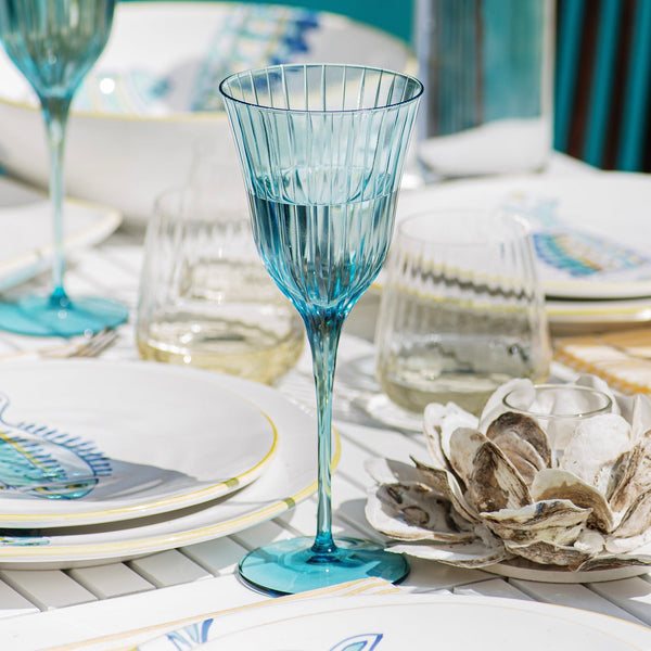 Natalia Teal Wine Glass