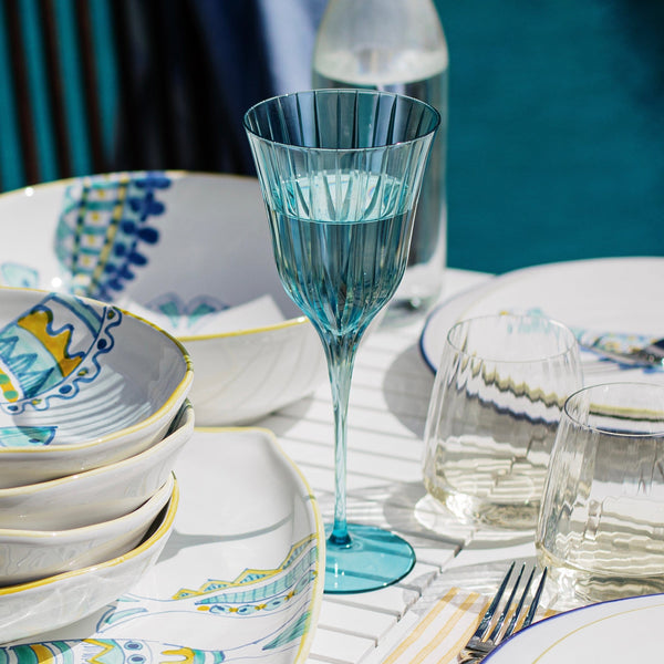 Natalia Teal Wine Glass