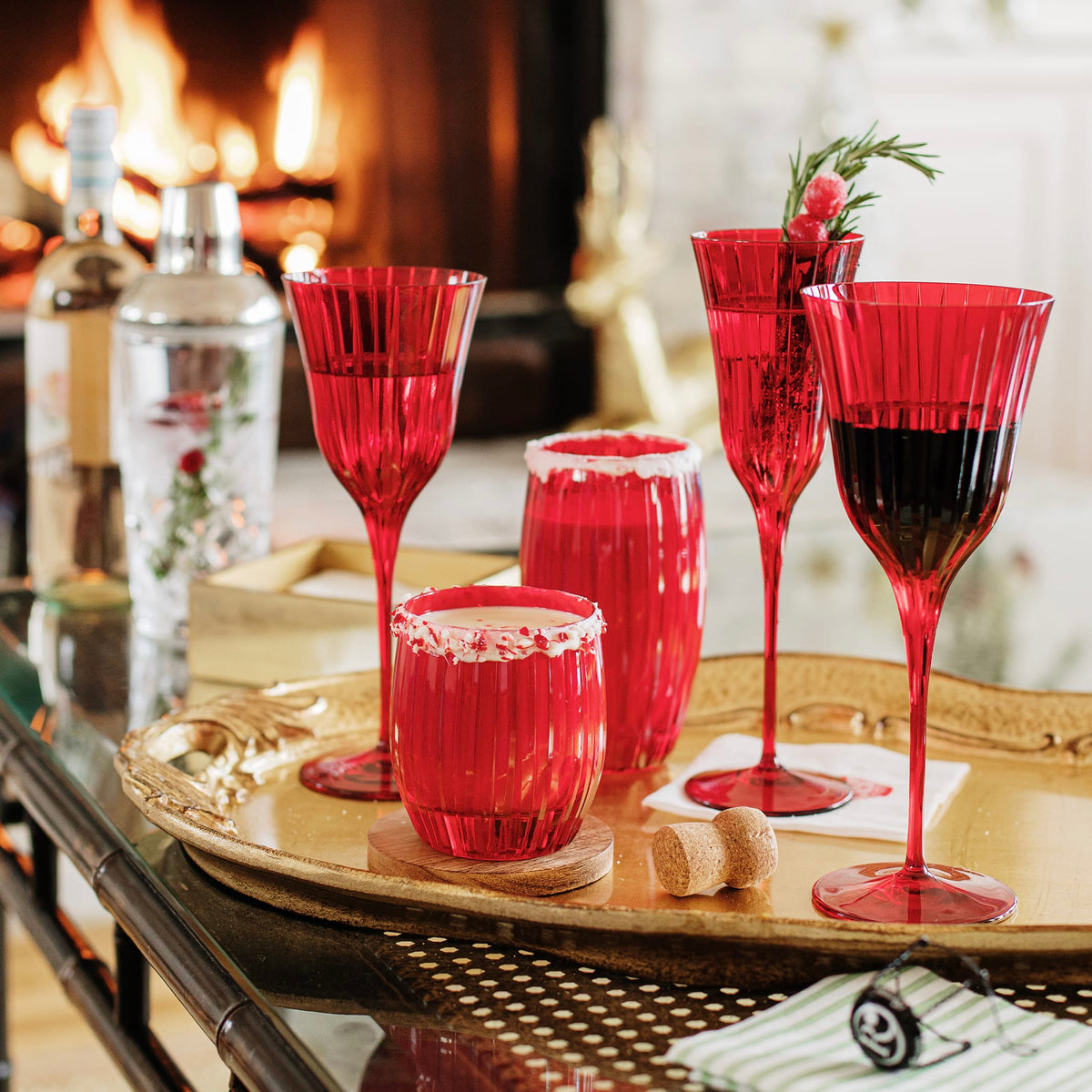 Natalia Red Champagne Glass