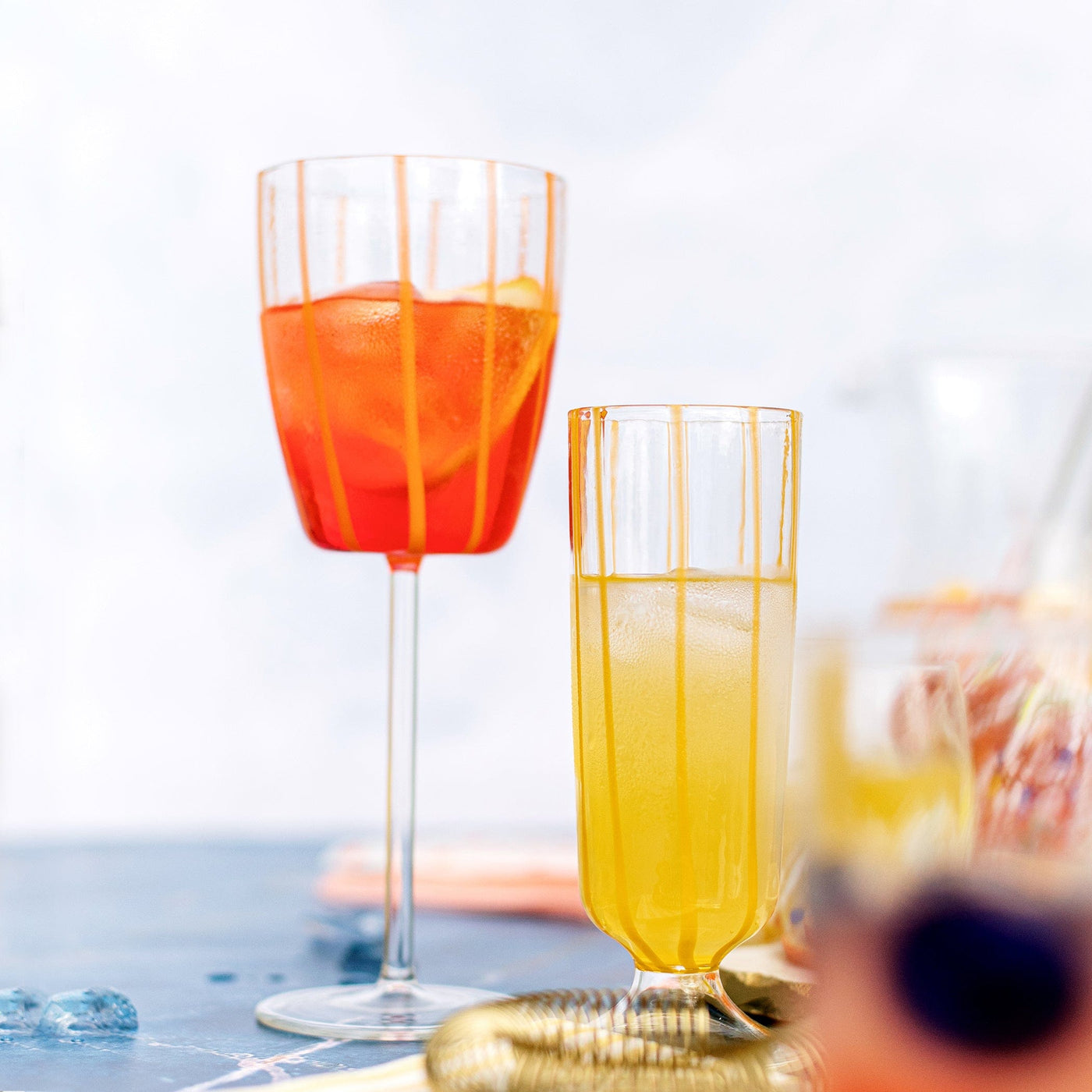 Nuovo Stripe Orange Wine Glass