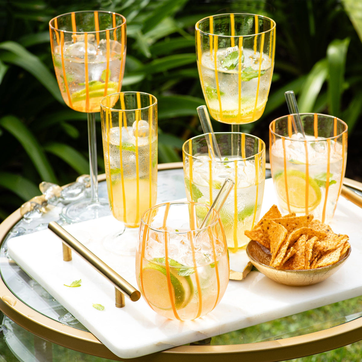 Nuovo Stripe Orange Wine Glass