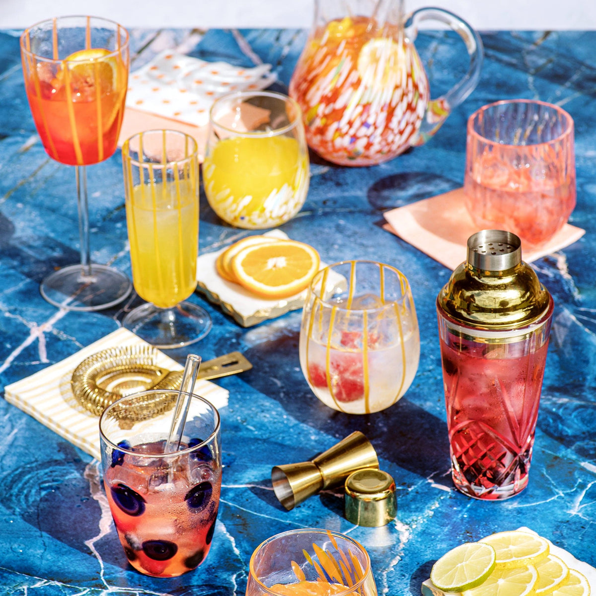 Nuovo Stripe Orange Wine Glass