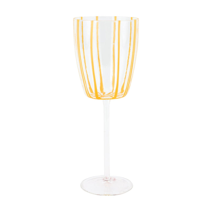 Nuovo Stripe Yellow Wine Glass