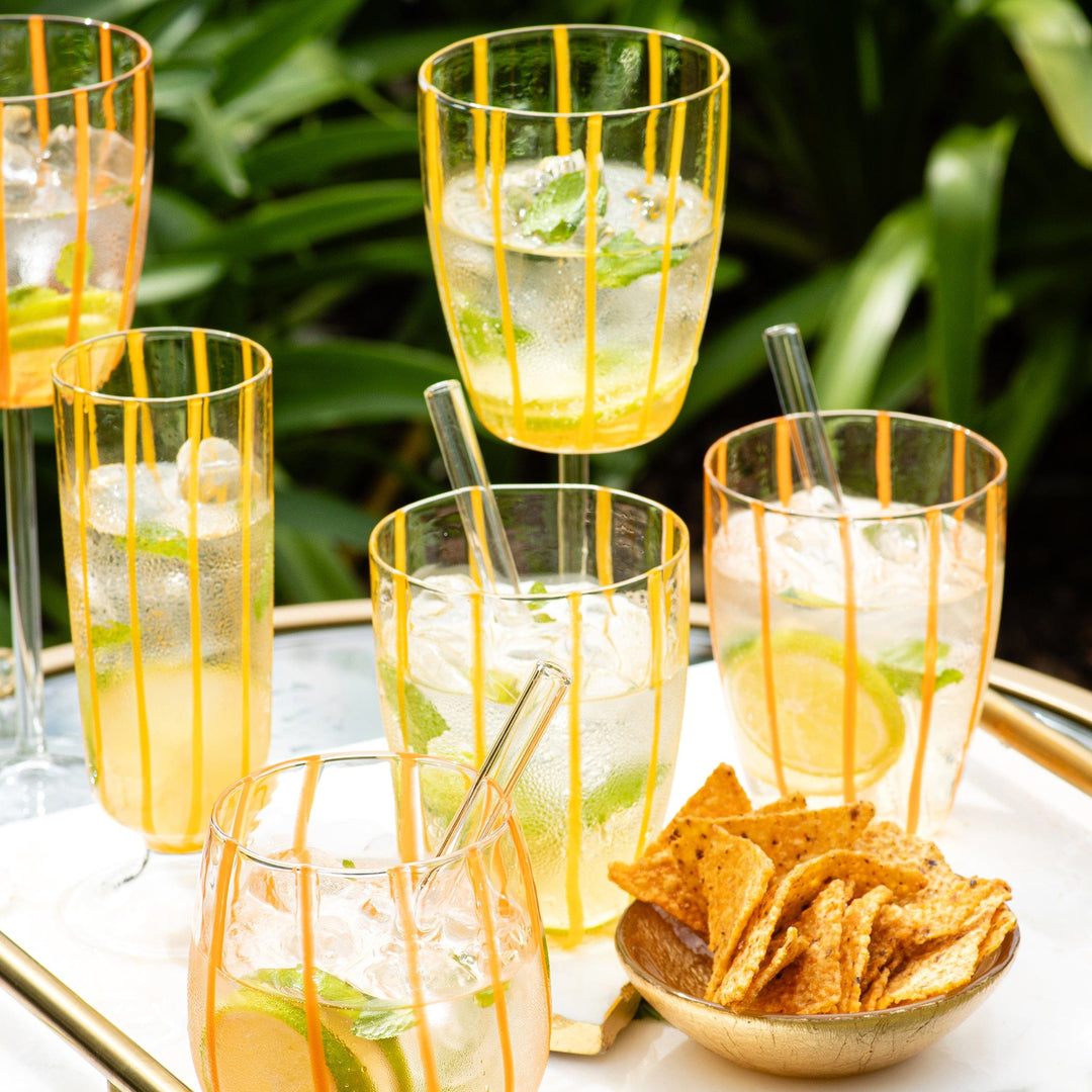 Nuovo Stripe Yellow Wine Glass