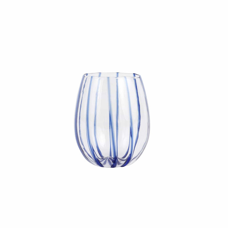 Nuovo Stripe Blue Stemless Wine Glass