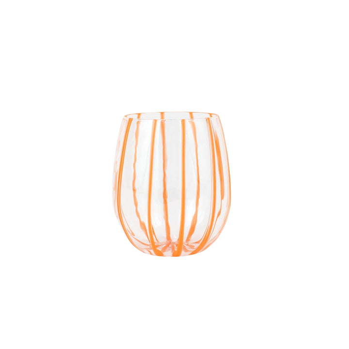 Nuovo Stripe Orange Stemless Wine Glass