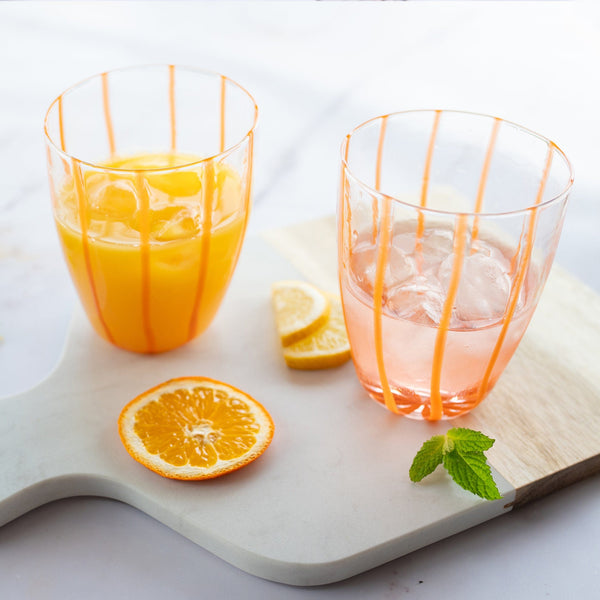 Nuovo Stripe Orange Stemless Wine Glass