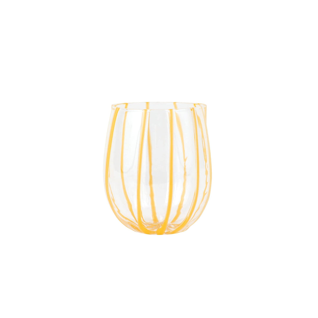 Nuovo Stripe Yellow Stemless Wine Glass