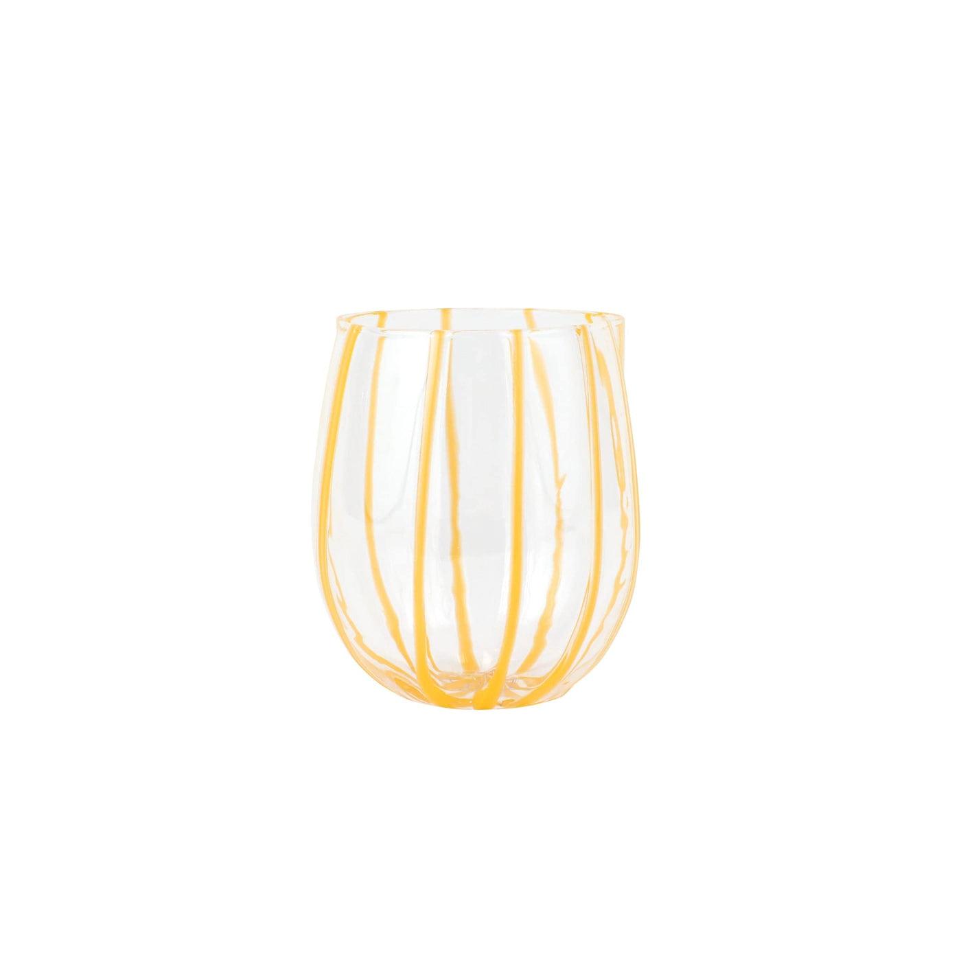Nuovo Stripe Yellow Stemless Wine Glass