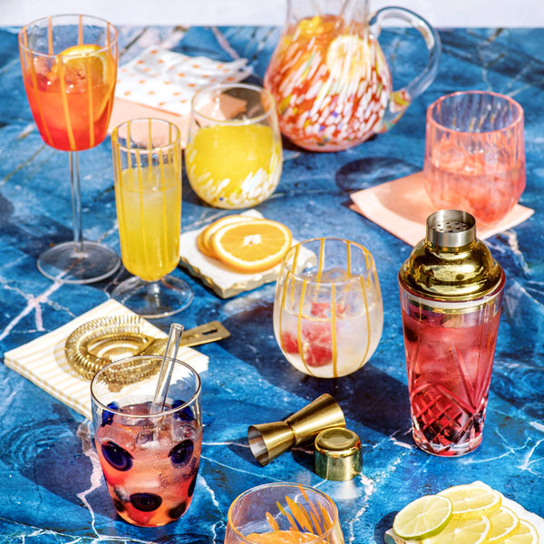 Nuovo Stripe Yellow Stemless Wine Glass