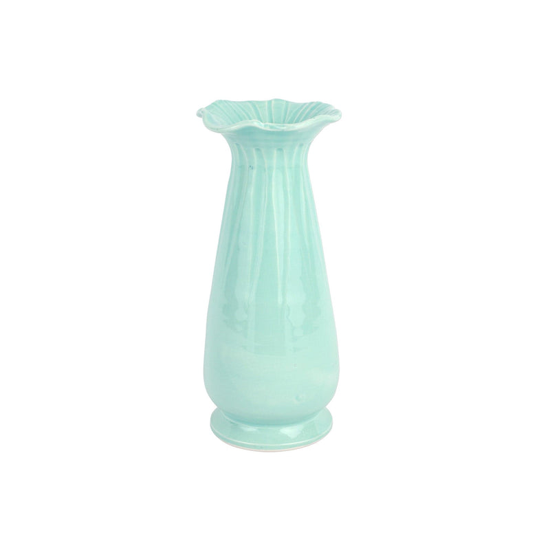 Ondulata Teal Tall Vase VIETRI