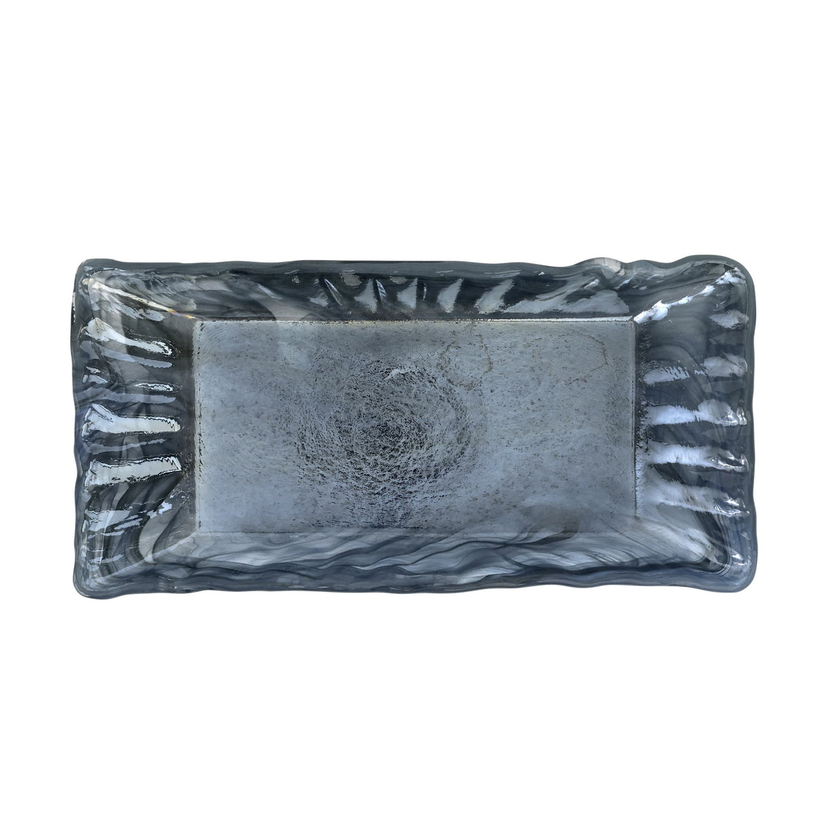 Onda Glass Gray Rectangular Tray