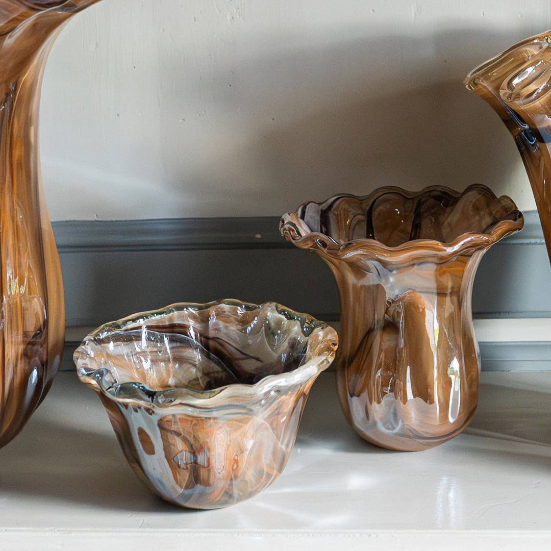 Onda Glass Tortoiseshell Small Rimmed Bowl