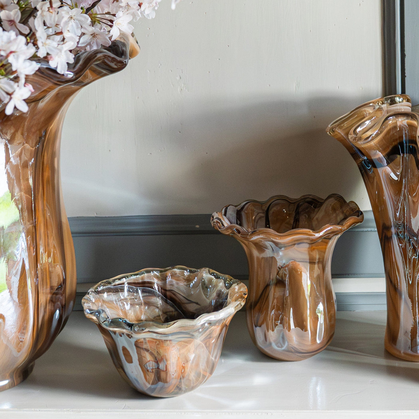 Onda Glass Tortoiseshell Short Vase