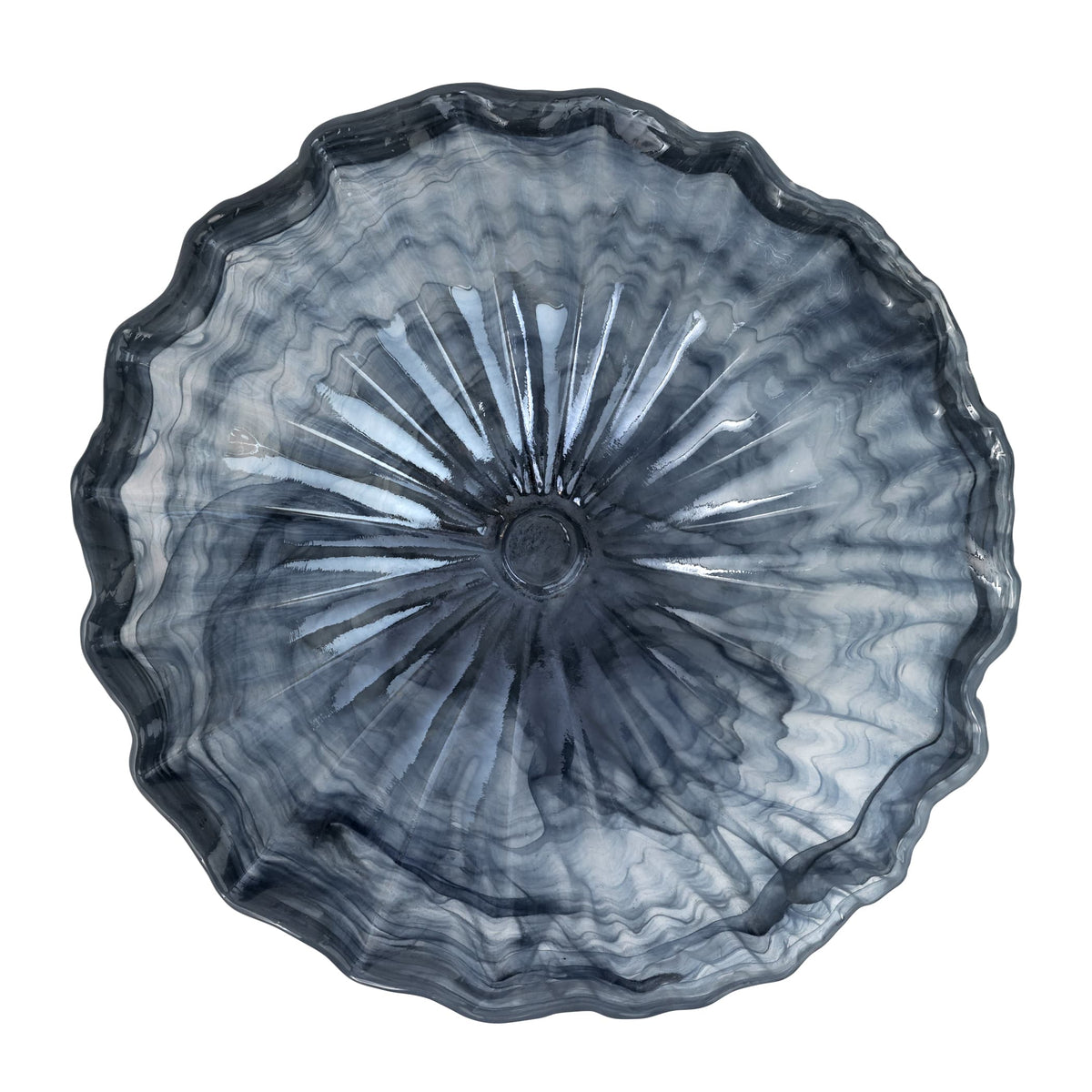 Onda Glass Gray Round Centerpiece