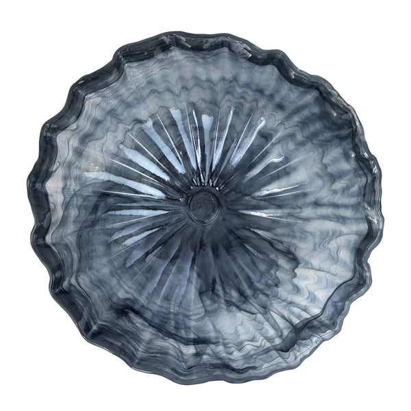Onda Glass Gray Round Centerpiece