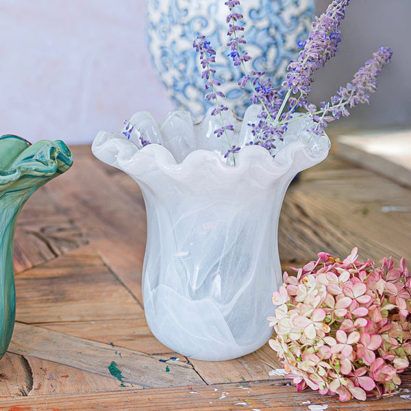 Onda Glass White Small Tulip Vase