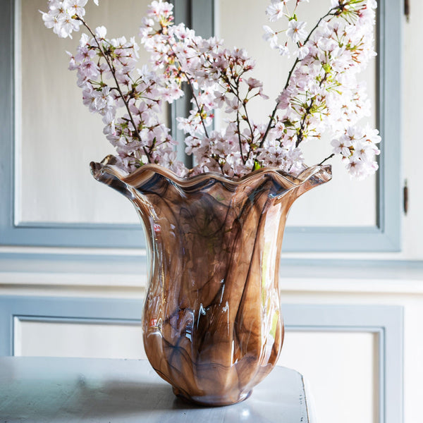 Onda Glass Tortoiseshell Large Tulip Vase
