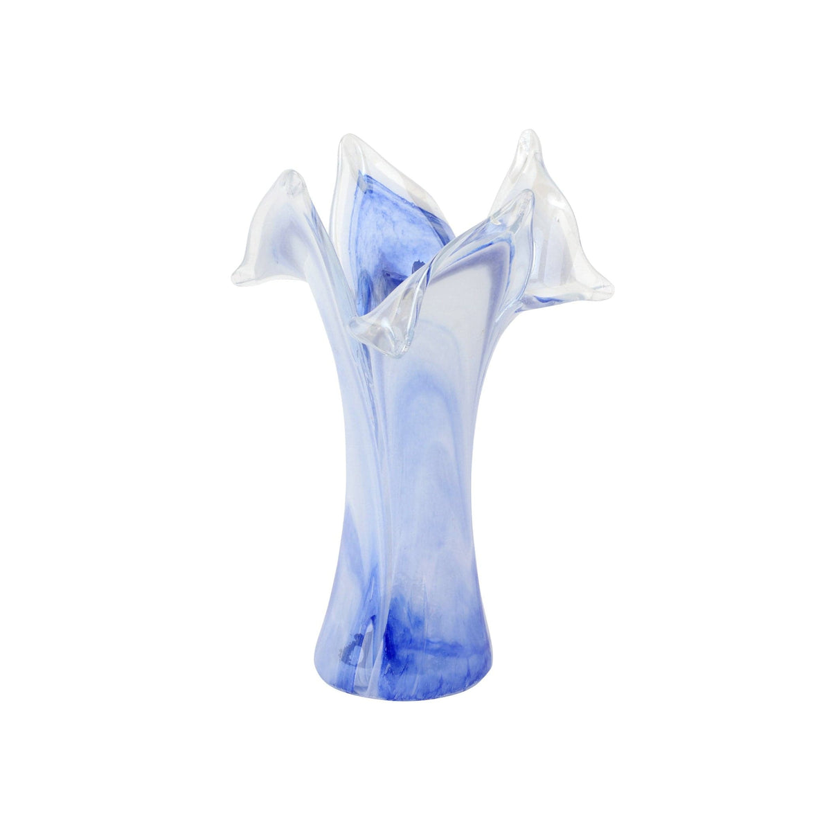 Onda Glass Cobalt Twisted Flower Vase