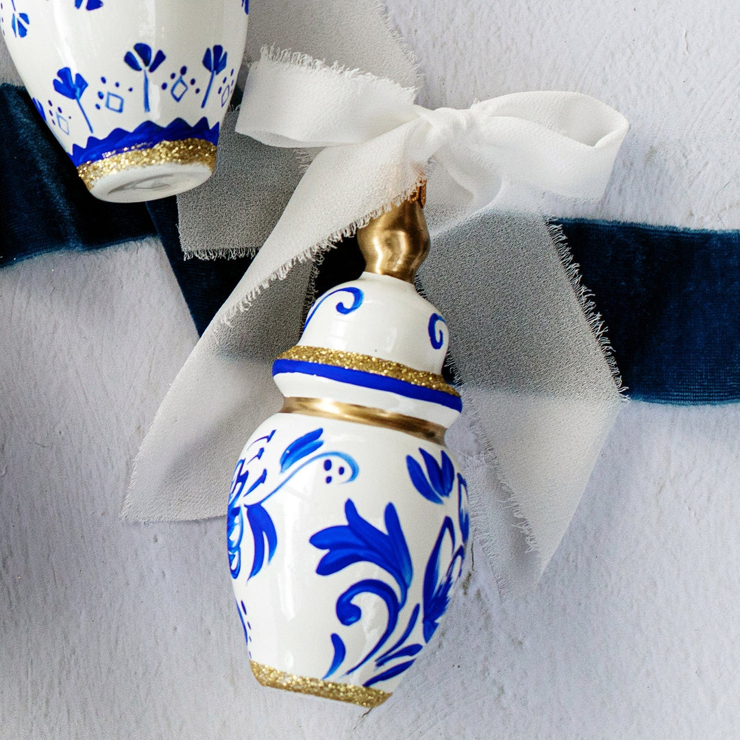 Ornaments Figural Ginger Jar with Large Flowers Ornament