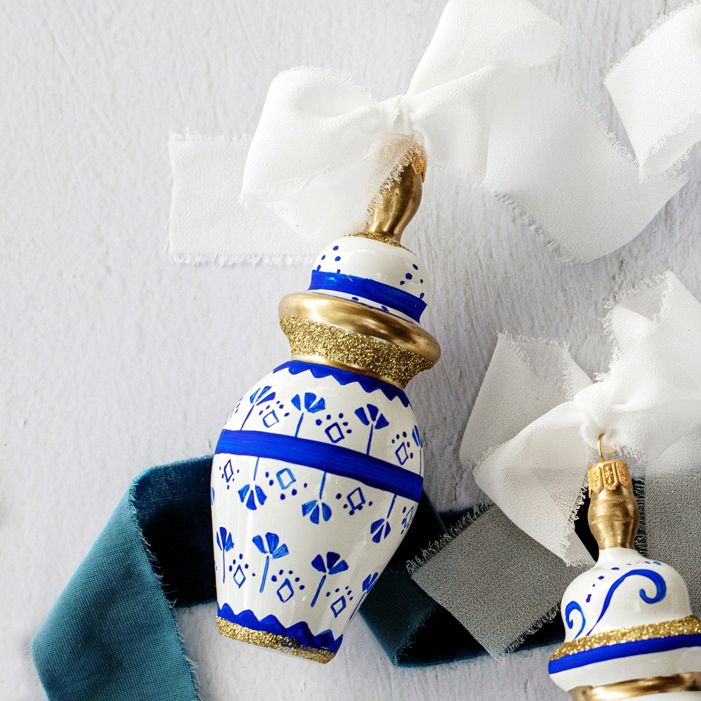 Ornaments Figural Ginger Jar with Small Flowers Ornament