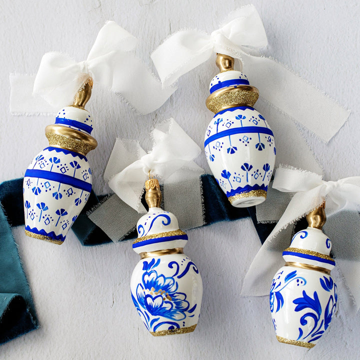 Ornaments Figural Ginger Jar with Small Flowers Ornament