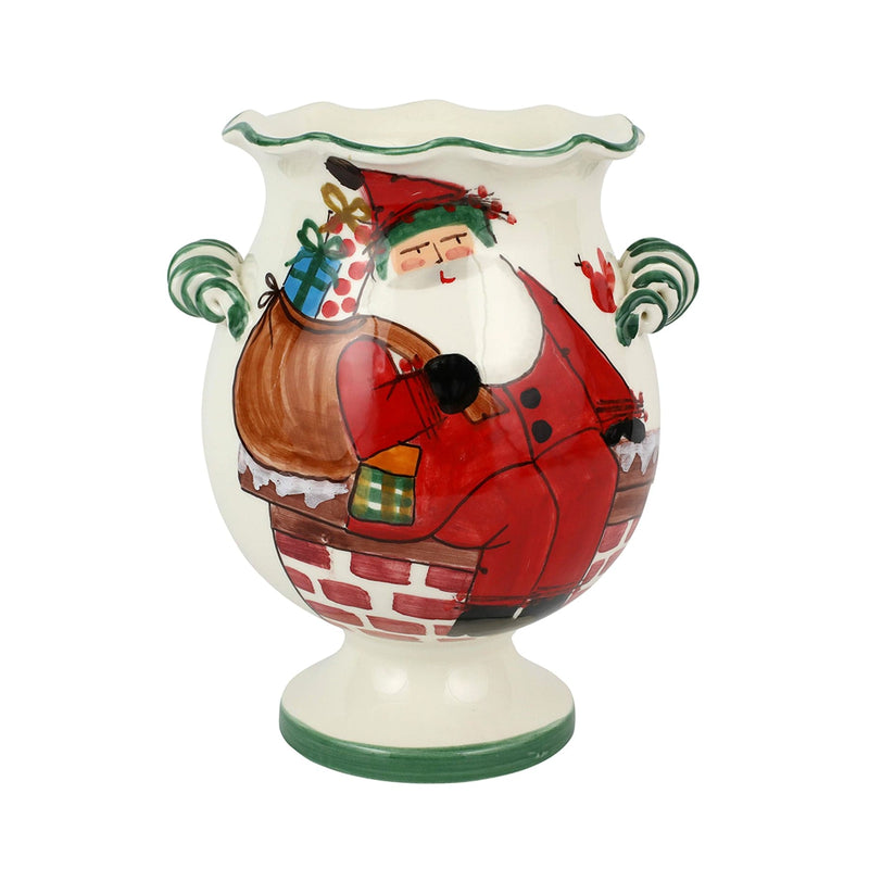 Old St. Nick Handled Cachepot with Gifts