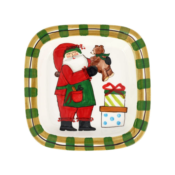 Old St. Nick Small Rimmed Square Platter with Teddy Bear – VIETRI