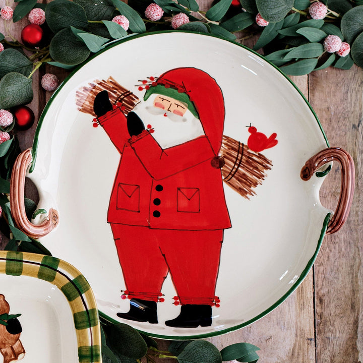 Old St. Nick Handled Round Platter with Sticks