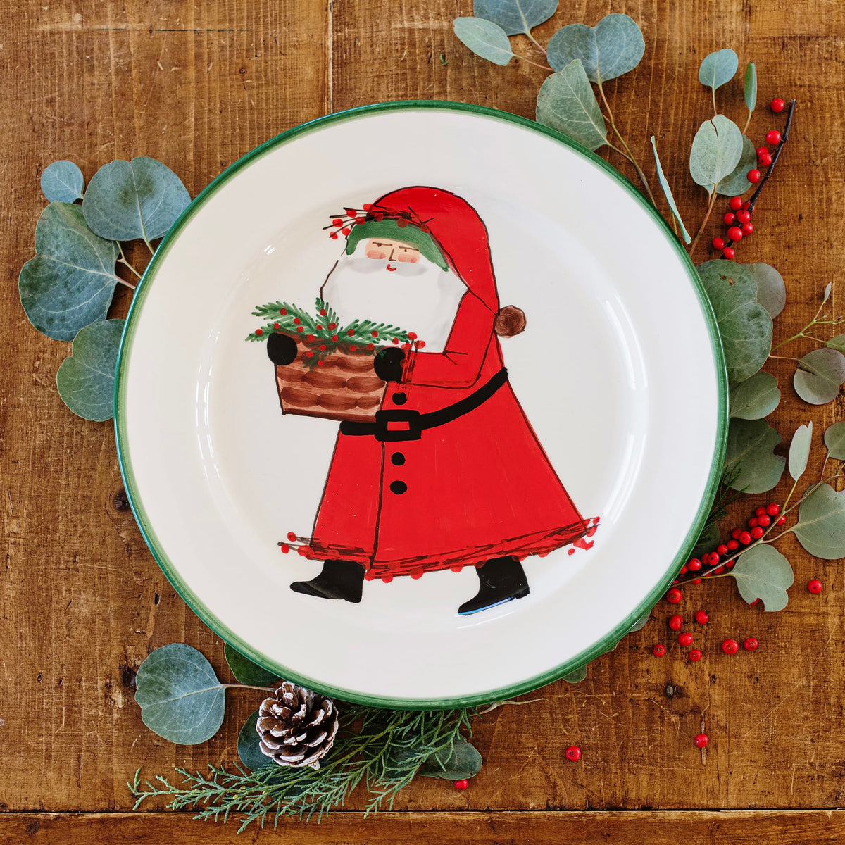 Old St. Nick Rimmed Round Platter