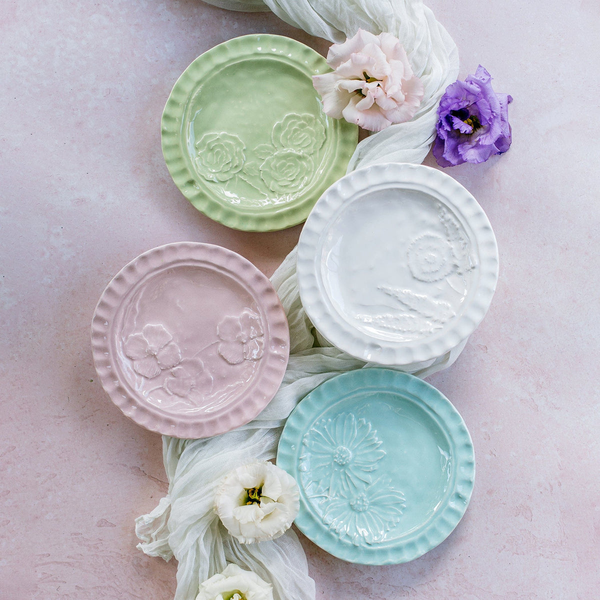 Pietra Fiori Aqua Canape Plate