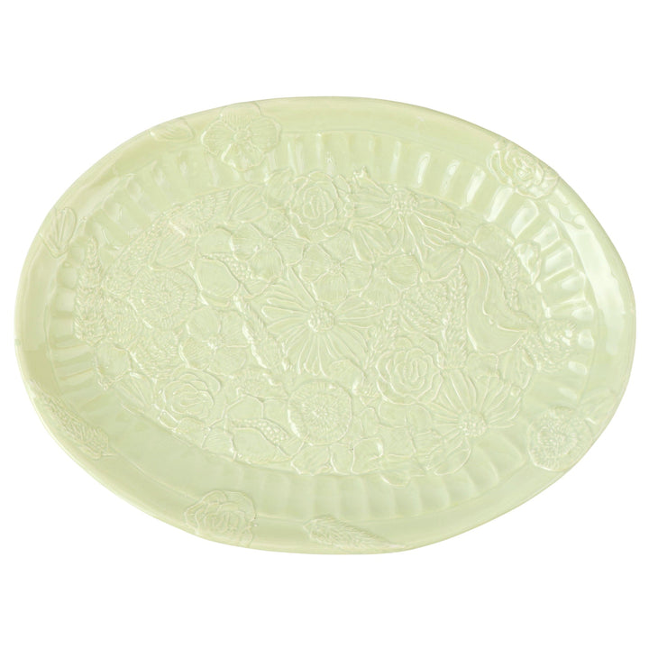 Pietra Fiori Pistachio Oval Platter