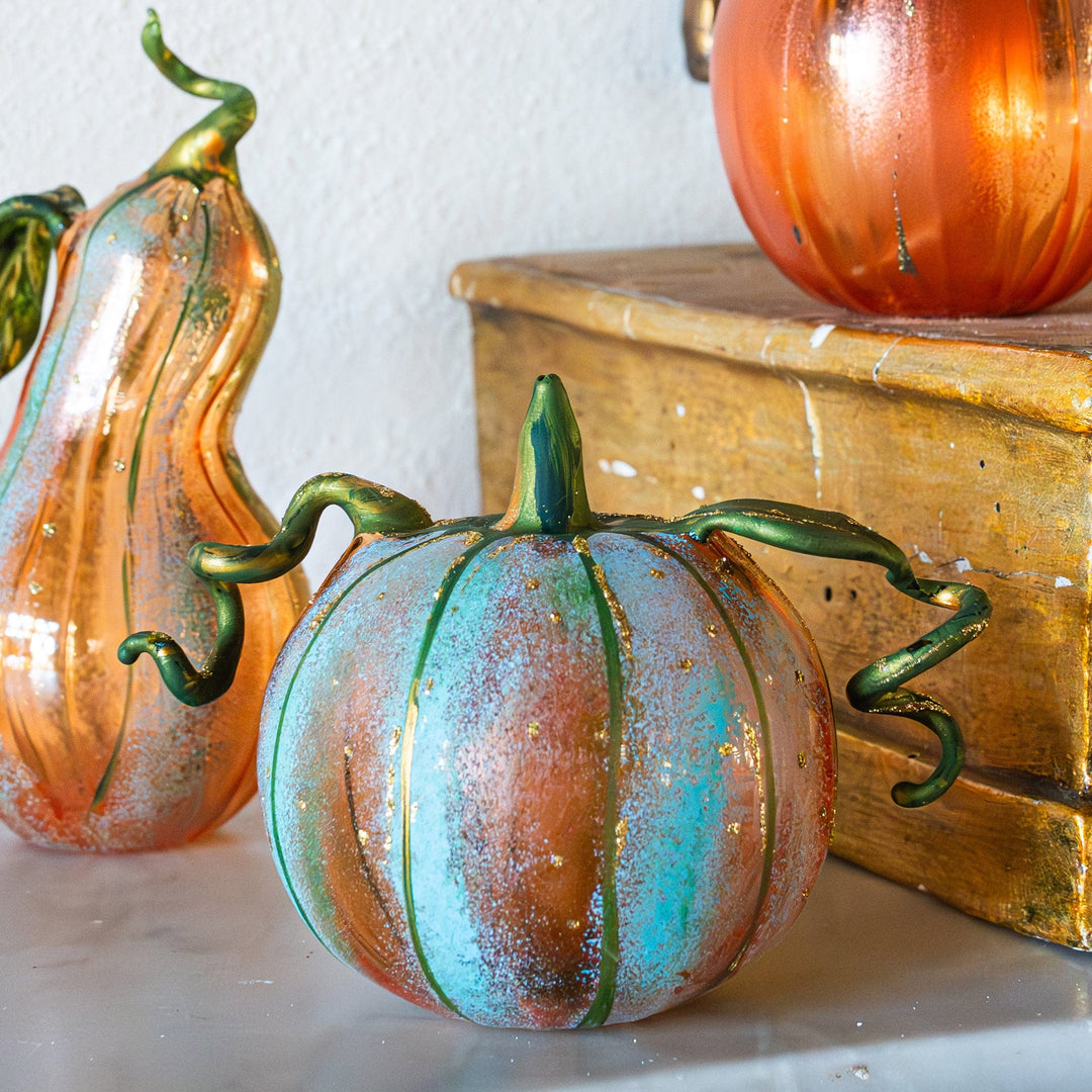 Pumpkins Figural Blue Glass Pumpkin