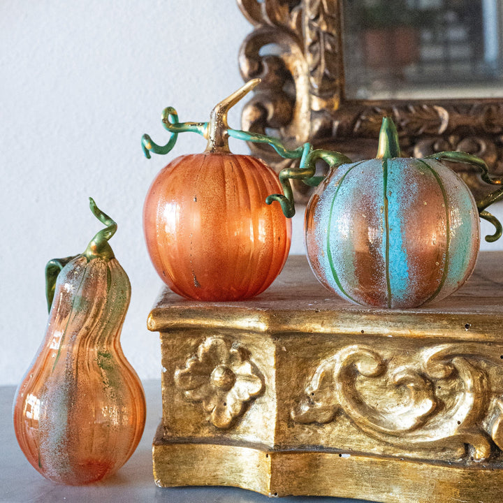 Pumpkins Figural Blue Glass Pumpkin