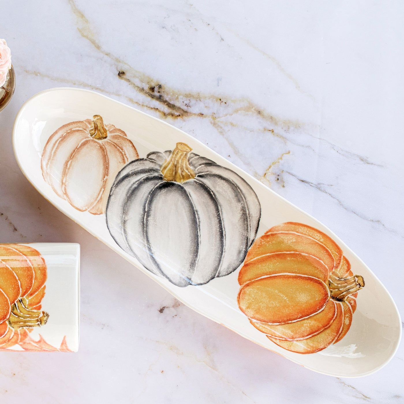Pumpkins Narrow Oval Platter