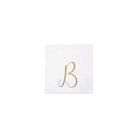 Papersoft Napkins Gold Monogram Cocktail Napkins - B (Pack of 20)