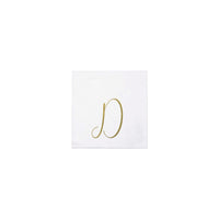 Papersoft Napkins Gold Monogram Cocktail Napkins - D (Pack of 20)