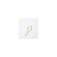 Papersoft Napkins Gold Monogram Cocktail Napkins - P (Pack of 20)