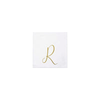 Papersoft Napkins Gold Monogram Cocktail Napkins - R (Pack of 20)