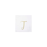 Papersoft Napkins Gold Monogram Cocktail Napkins - T (Pack of 20)