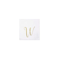 Papersoft Napkins Gold Monogram Cocktail Napkins - W (Pack of 20)