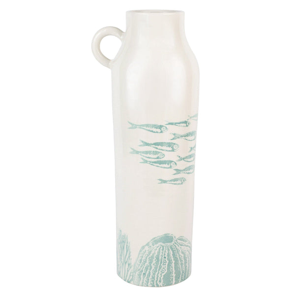 Reef Large White Tall Handled Vase