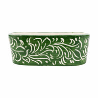 Rustic Garden Dark Green Scroll Oval Planter