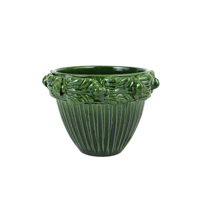 Rustic Garden Green Acanthus Leaf Small Cachepot