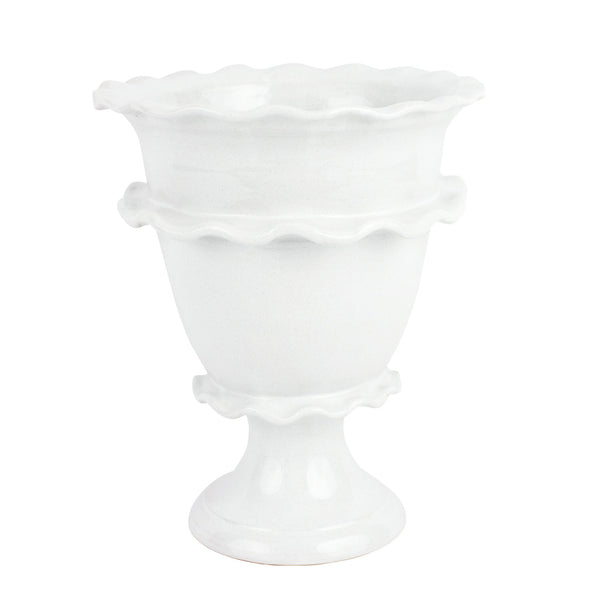 Rustic Garden White Ruffle Tall Footed Cachepot – VIETRI