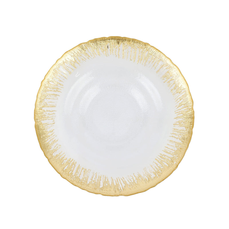 Rufolo Glass Gold Brushstroke Medium Shallow Bowl