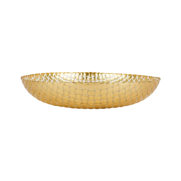 Rufolo Glass Gold Basketweave  Large Shallow Bowl