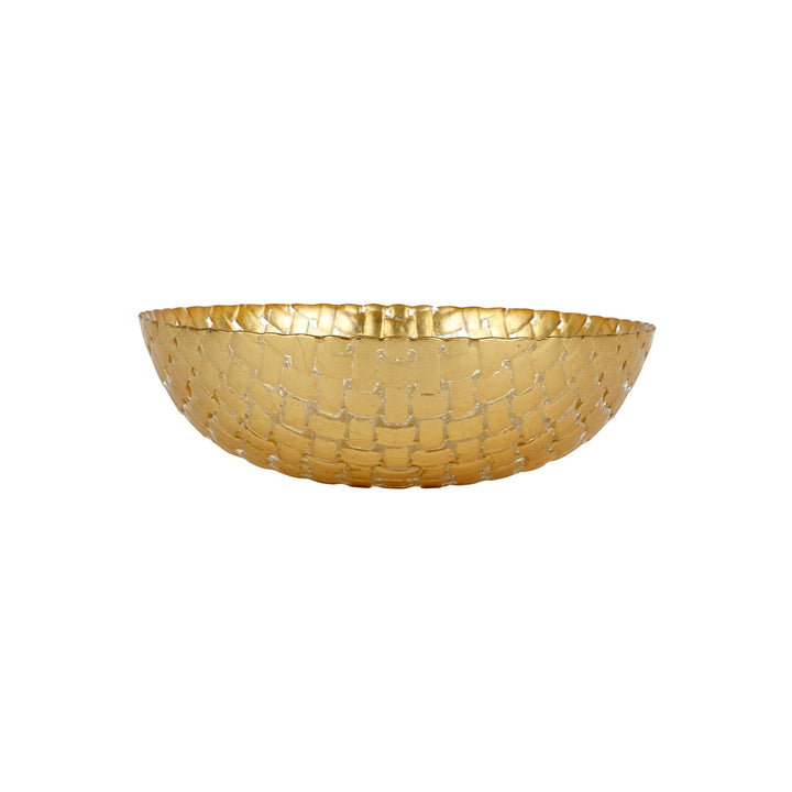 Rufolo Glass Gold Basketweave Small Serving Bowl